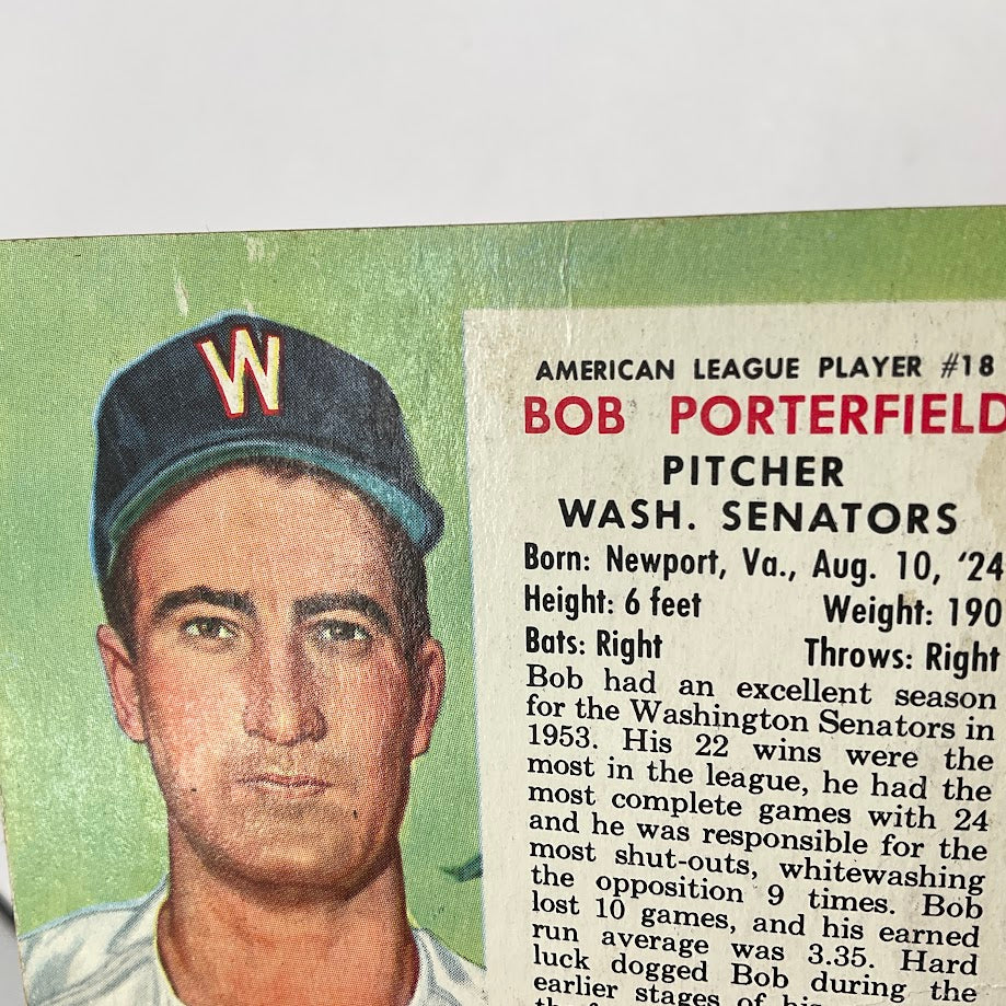 Bob Porterfield 1954 Red Man #18 Washington Senators VG、Collector Store LLC、kayou