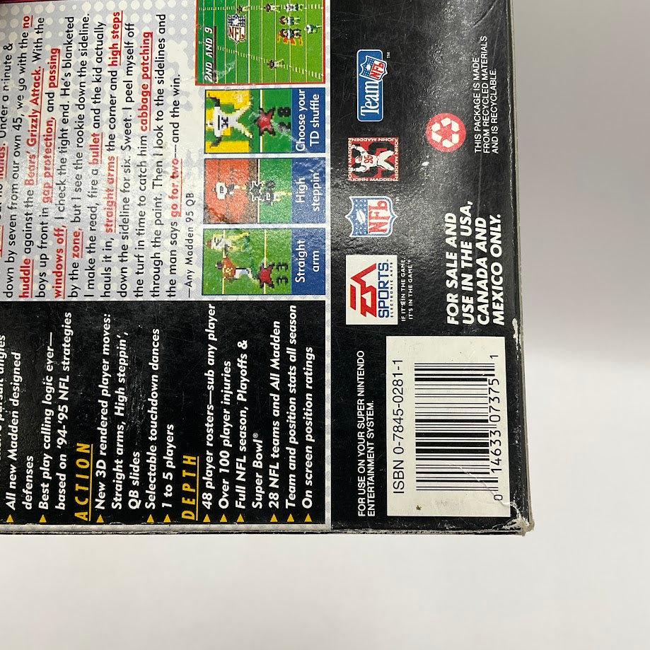 Madden NFL '95 Super Nintendo CIB