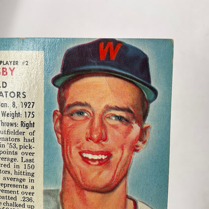 Jim Busby 1954 Red Man #2 Washington Senators VG