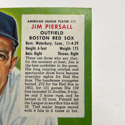 Jim Piersall 1954 Red Man #11 Boston Red Sox EX