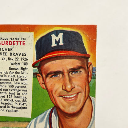 Lew Burdette 1954 Red Man #24 Milwaukee Braves VG #1