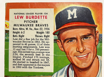 Lew Burdette 1954 Red Man #24 Milwaukee Braves VG #2