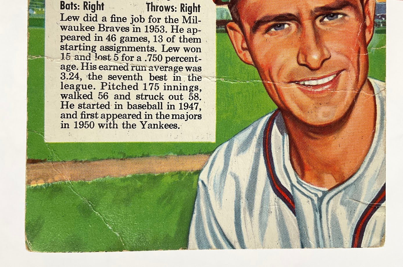 Lew Burdette 1954 Red Man #24 Milwaukee Braves VG #2