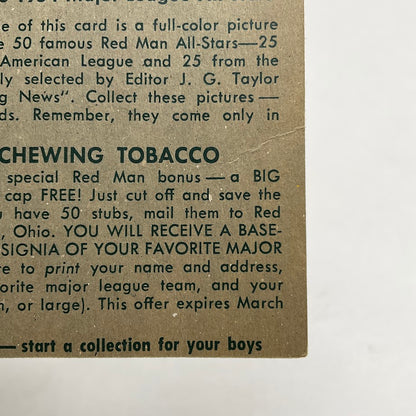 Mel Parnell 1954 Red Man #8 Boston Red Sox EX