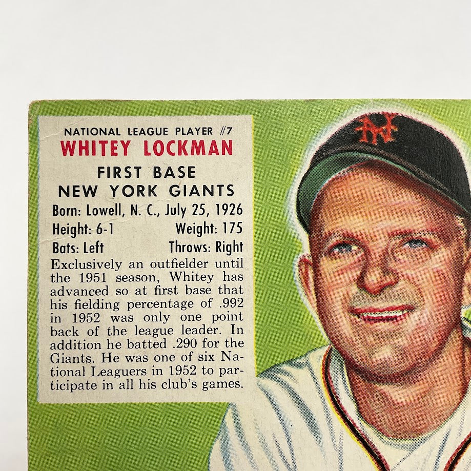 Whitey Lockman 1953 Red Man #7 New York Giants VG