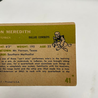 Don Meredith 1961 Fleer RC #41 Dallas Cowboys GD