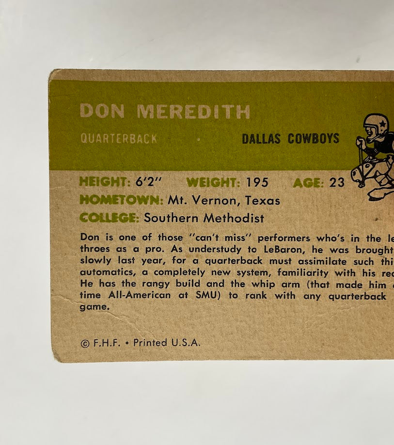Don Meredith 1961 Fleer RC #41 Dallas Cowboys GD
