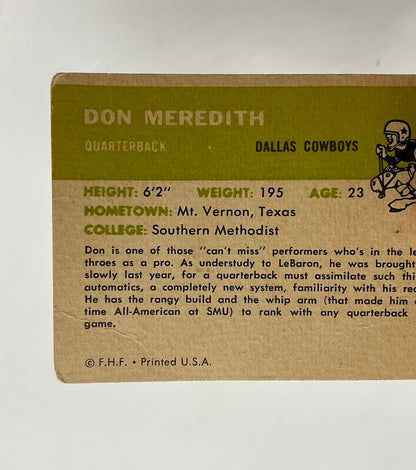 Don Meredith 1961 Fleer RC #41 Dallas Cowboys GD