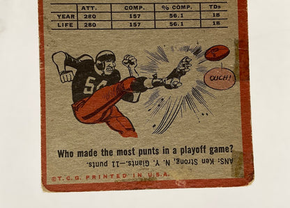 Fran Tarkenton 1962 Topps RC #90 Minnesota Vikings GD