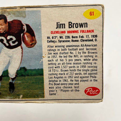 Jim Brown 1962 Post Cereal #61 Cleveland Browns