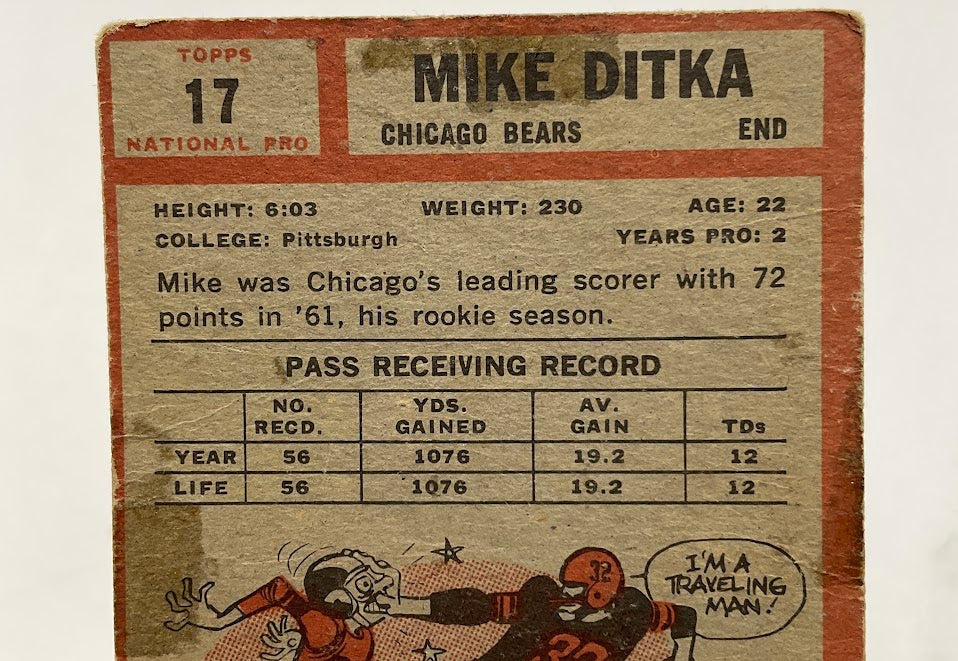 Mike Ditka 1962 Topps RC #17 Chicago Bears PR