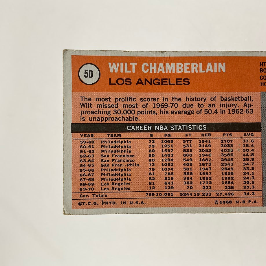Wilt Chamberlain 1970-71 Topps #50 Los Angeles Lakers VG-EX #2