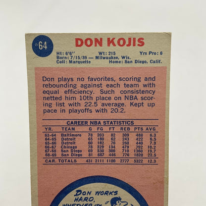 Don Kojis 1969-70 Topps RC #64 San Diego Rockets VG