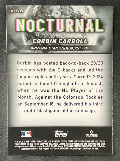 Corbin Carroll 2025 Topps Chrome Black Nocturnal Refractor #NOC-37 - Collector Store LLC