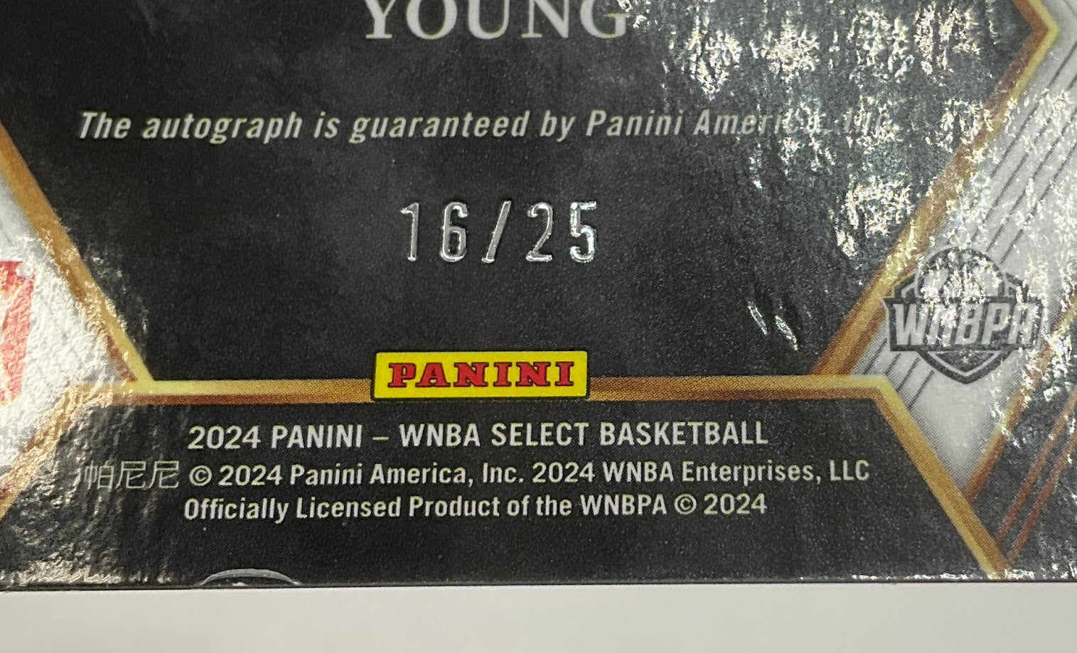 Jackie Young 2024 Panini WNBA Select Draft Selections White Ice Prizm Auto 16/25 - Collector Store LLC