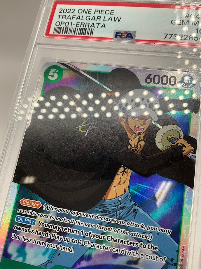 Trafalgar Law One Piece Card Game OP01 Errata #047 PSA 10