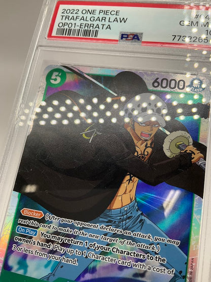 Trafalgar Law One Piece Card Game OP01 Errata #047 PSA 10