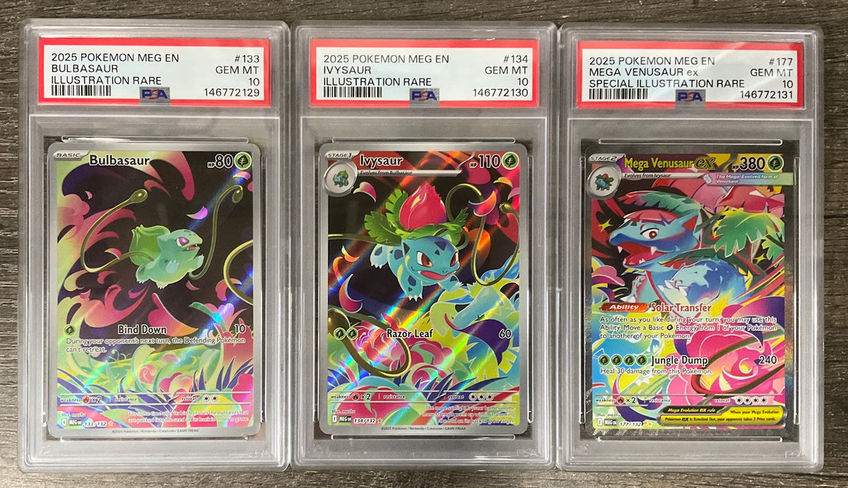 Bulbasaur Ivysaur Mega Venusaur ex Pokemon Mega Evolution Sequential Set PSA 10