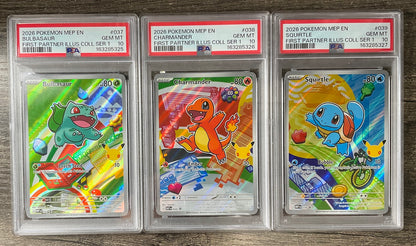 Kanto Starters Pokemon First Partner Series 1 Sequential Set PSA 10