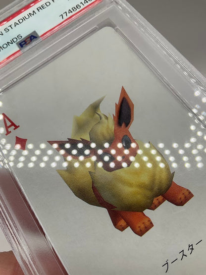 Flareon Pokemon Stadium Red Playing Card Ace of Diamonds PSA 9