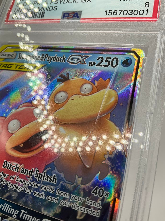 Slowpoke & Psyduck GX Pokemon Unified Minds #35 PSA 8
