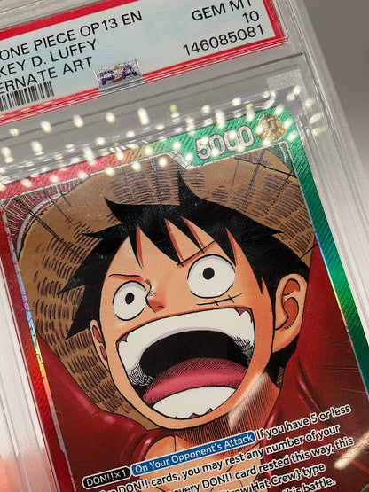 Monkey D Luffy One Piece Card Game OP13 Alternate Art #001 PSA 10