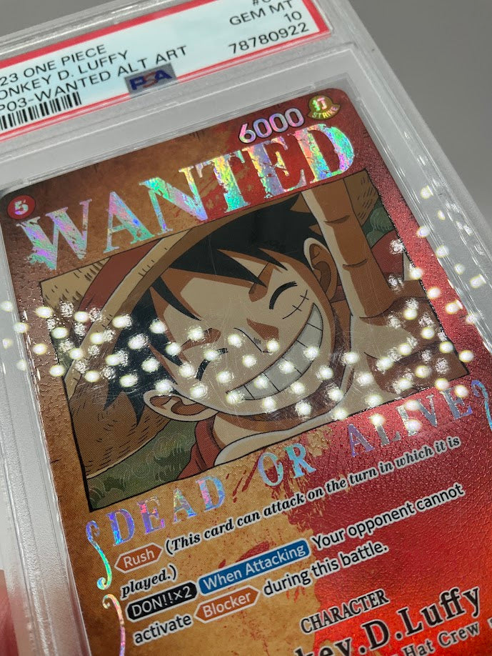 Monkey D Luffy One Piece Card Game OP03 Wanted Alternate Art #012 PSA 10