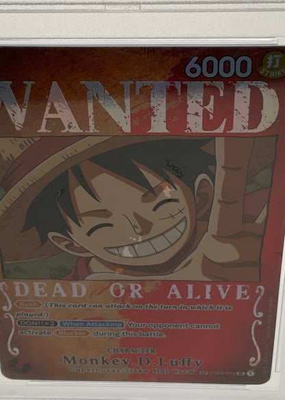Monkey D Luffy One Piece Card Game OP03 Wanted Alternate Art #012 PSA 10