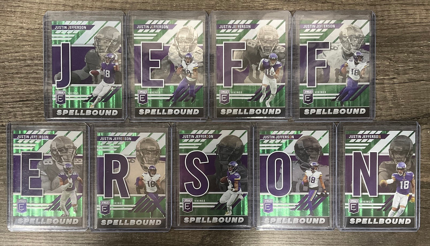 Justin Jefferson 2023 Panini Donruss Elite Spellbound "JEFFERSON" Lot