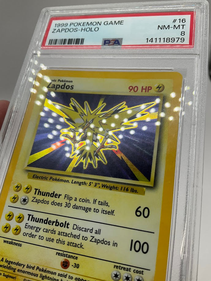 Zapdos Pokemon Base Set Holo #16 PSA 8