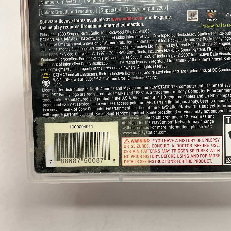 Batman: Arkham Asylum Playstation 3 Used