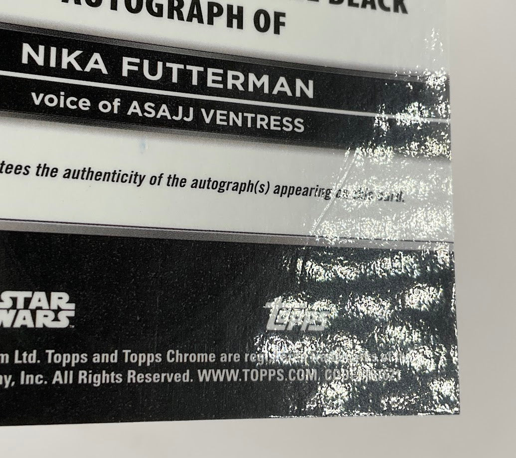 Nika Futterman as Asajj Ventress 2025 Topps Chrome Black Star Wars Auto #CB-NF