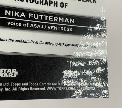 Nika Futterman as Asajj Ventress 2025 Topps Chrome Black Star Wars Auto #CB-NF