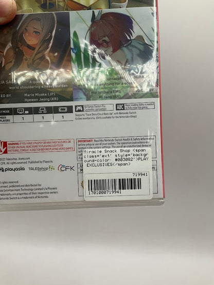 Miracle Snack Shop Nintendo Switch Sealed