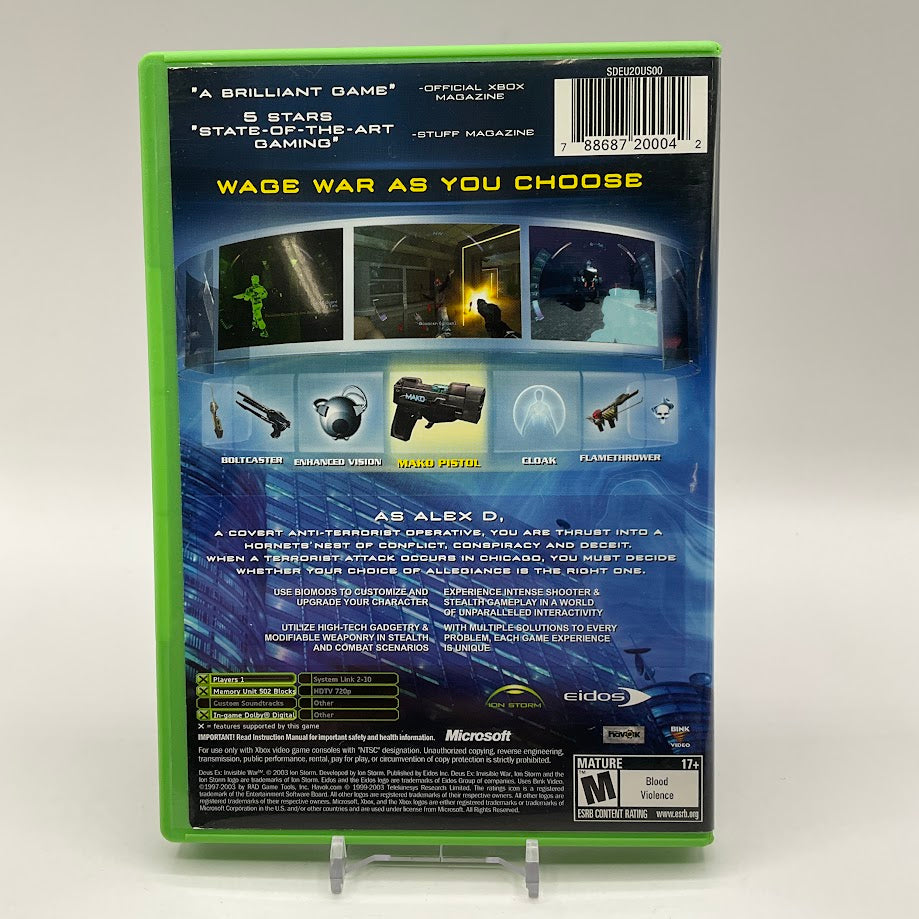 Deus Ex Invisible War Xbox Used