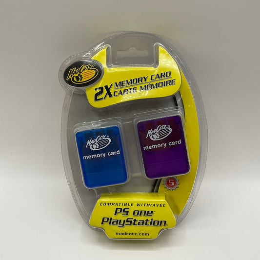 Mad Catz Memory Card 2 Pack [Clear Blue & Clear Purple] Playstation Sealed
