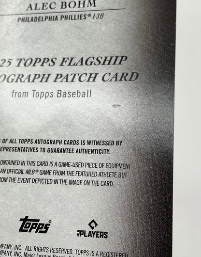 Alec Bohm 2025 Topps Flagship Swatch Auto 22/50 #TFAP2-ABO