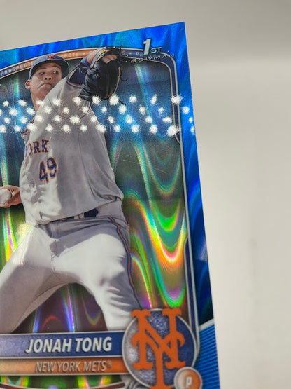 Jonah Tong 2025 Bowman Chrome Prospects Blue Ray Wave Refractor 111/150 #BCP-105