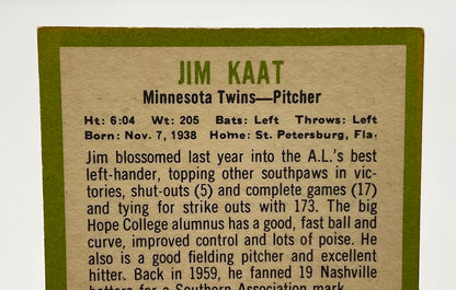 Jim Kaat 1963 Fleer #22 Minnesota Twins VG #2