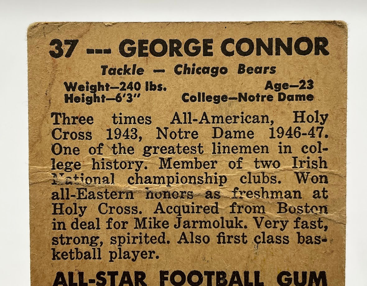 George Connor 1948 Leaf #37 Chicago Bears PR #1