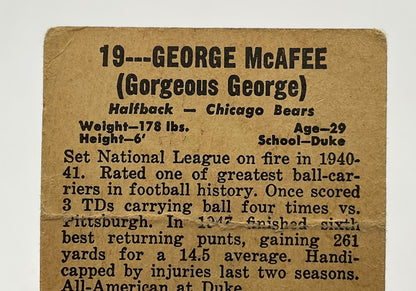 George McAfee 1948 Leaf #19 Chicago Bears PR #2
