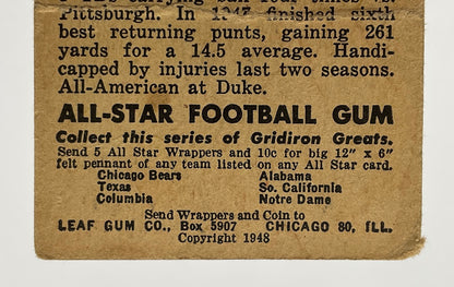 George McAfee 1948 Leaf #19 Chicago Bears PR #2