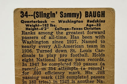 Sammy Baugh 1948 Leaf #34 Washington Redskins PR