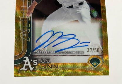 JT Ginn 2025 Topps Chrome Gold Wave Refractor RC Auto 37/50 #RA-JTG