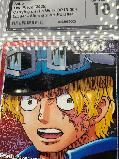 Sabo One Piece Card Game Carrying on His Will Alternate Art #004 CGC 10