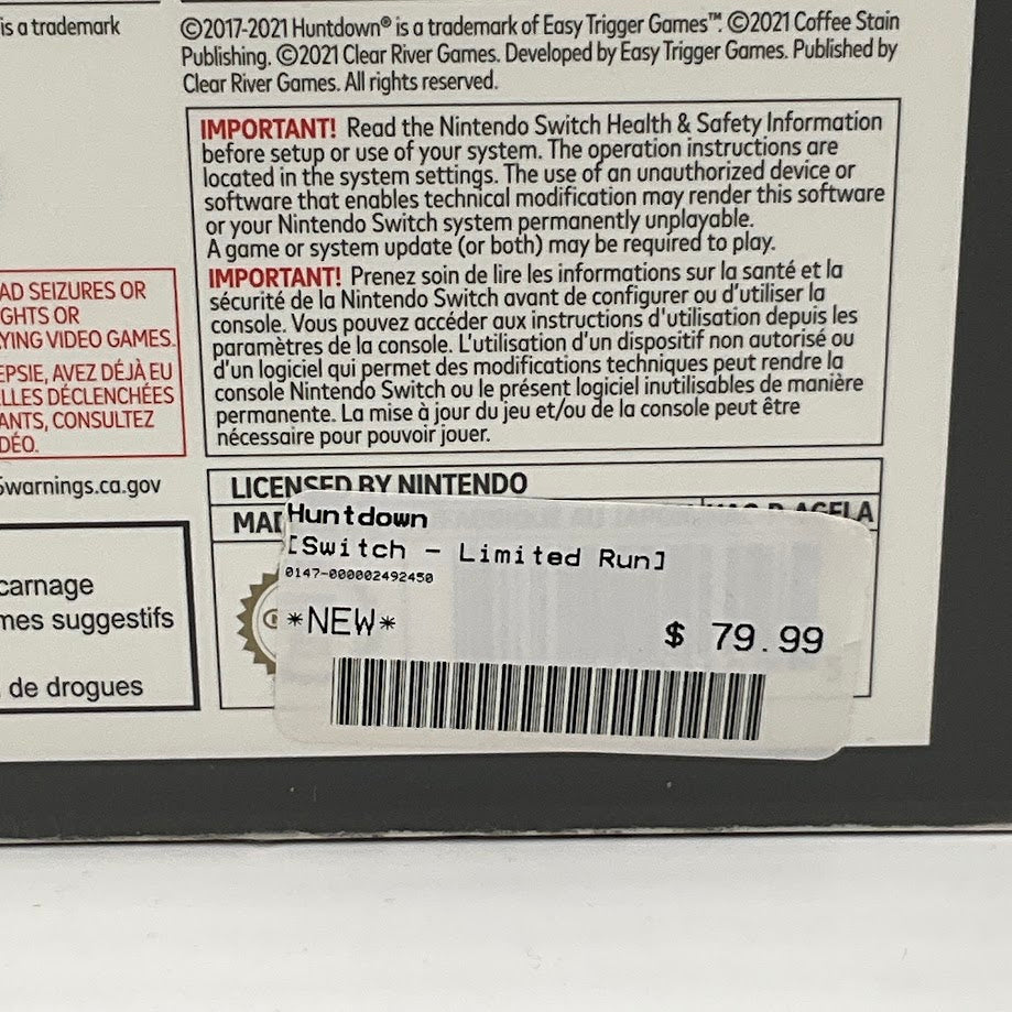Huntdown [Collector's Edition] Nintendo Switch *See Description*