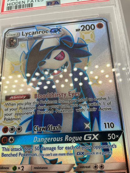 Lycanroc GX Pokemon Hidden Fates Full Art #SV66 PSA 9