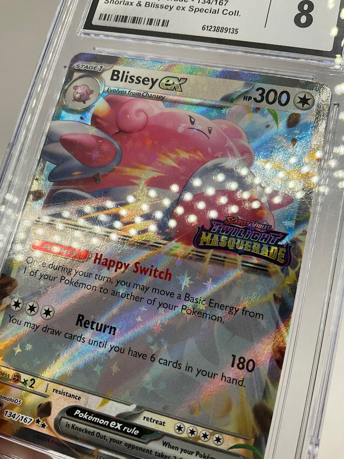 Blissey ex Pokemon Twilight Masquerade Snorlax & Blissey ex Collection CGC 8