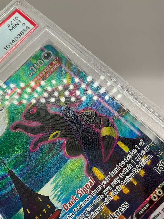 Umbreon VMAX Pokemon Evolving Skies Secret Full Art #215 PSA 9