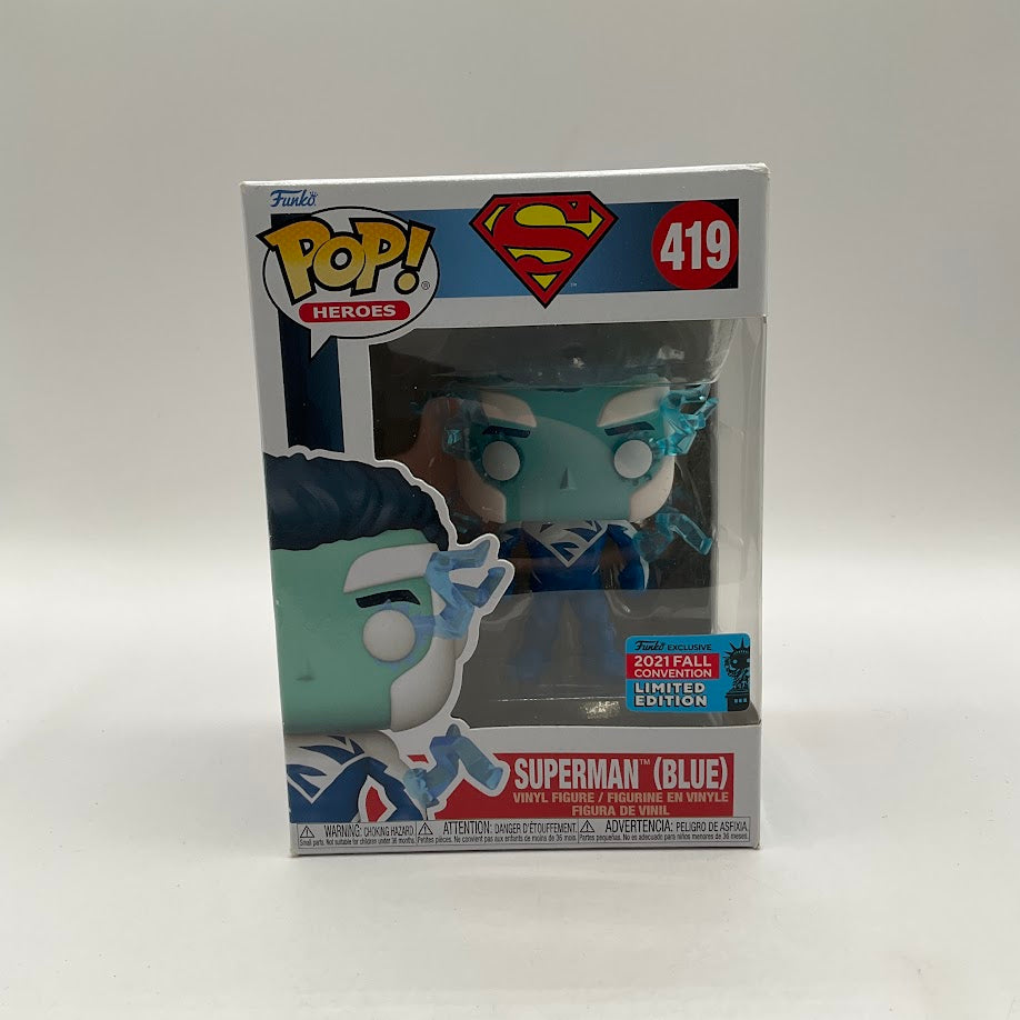 Superman (Blue) Funko Pop! DC Super Heroes #419 2021 Fall Convention